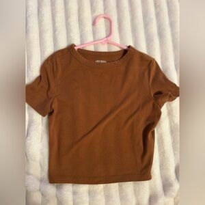 Wide Fable Tan Basic Crop Tee